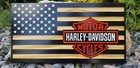 22x11 Wooden Harley Davidson Flag Sign Art Wall Decor Motorcycle 