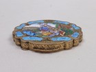 Never Used Vintage Gold Washed 800 Silver   Enamel Powder Compact Italian Rare