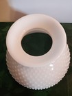 Vtg  Hobnail White Milk Glass Hurricane Shade 6 tall   7 5w Table Lamp Globe Euc