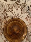 Antique Amber Glass Powder Jar Trinket Box Ornate 24 Gold Plated Gem Accent Lid