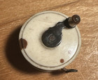 Antique Celluloid Fly Fishing Reel Figural Tape Measure Brass Winder