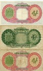 3 Pc  Bahamas 1936 4 Shillings Paper Mony 2 Red 1 Green Reverse    75 00   
