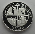 Iceland 1000 Kronur 874-1974 Bu Proof Silver  1100th Anniv  1st Settlement  Bb11