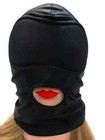 Spandex Open Mouth Hood Mask With Padded Blindfold
