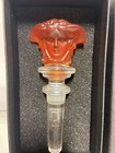 Rosenthal Versace Frosted Crystal Medusa Head Wine Bottle Stopper Orange Amber
