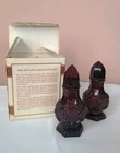 Vintage Avon 1876 Cape Cod Collection  Ruby Red Salt   Pepper Shakers In Box