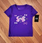 New Under Armour Baby Little Girl Tee   Short Set  Purple  sz 24m  4  5  6  6x 