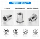 450 Pcs Rivet Nut Kit Stainless Steel 304 Flat Head Rivnut Threaded Insert Nuts