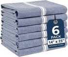 Absorbent 100  Cotton Dish Towels - 14  x25   Blue Chambray Set Of 6