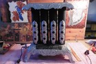Antique Lamp Converted Grand Jeweled Cast Iron Gas Parlor Radiator Heater Stove