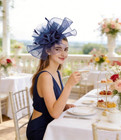 Sinamay Fascinator Hat Floral Feather Pillbox Derby Hats For Women Wedding Tea P