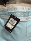 Under Armour Girls Fitted Athletic Shorts Blue white Logo Ylg yjg