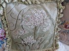 Vintage Aubusson Style Hydrangea A On Sage Green Needlepoint Pillow Nwot