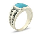 Men Vintage Nugget Ring 925 Sterling Turquoise Artist Signed Sc Size 10 5