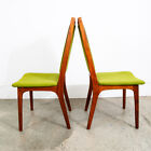 Mid Century Modern Dining Chairs Pair Set Green Sculptural Walnut High Back Mcm