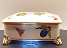 Vintage Herend  market Garden  Hand Painted Porcelain Footed Trinket Box-hungary