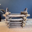 Vintage Adirondack Twig Basket Primitive Log Cabin Rustic Wood Planter Holder