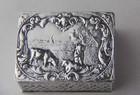 Antique German Hanau 800 Silver Rectangular Hinged Box W  Embossed Farming Scene