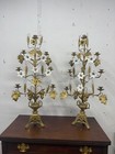 Antique Bronze Brass Candelabra Pair  Flowers Gilt Grapes Victorian 1890s Large