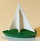 Handmade Miniature Dollhouse Doll House Toy Sailboat Green W Yellow Wood Fabric