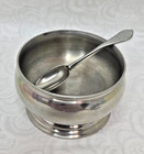 Vintage Williamsburg Replica Stieff Pewter Open Salt Celler With Spoon 2 5    Dia 