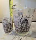 Vintage Davy Crockett Frosted Beverage Pitcher   Glass Tumbler 1955 2pc Mancave 