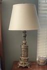 Vintage Brass Table Lamp With Shade  Tall Table Lamp From 70   s