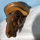 Enkeboll Design Hand Carved Wood Ram Motif Wall Mount Shelf 1978