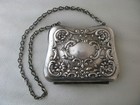 Antique Art Nouveau Silver Metal Floral Scroll Lining Card Case Purse