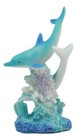 Marine Ocean Two Lover Dolphins Swimming Around Coral Reef Figurine