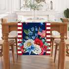 Linen Watercolor Red White And Blue American Flag Stars Table Runner 72 Inches L