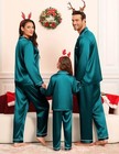  Family Matching Pajamas Set Silk Satin Button Down Sleepwear 4-5t Kids Green