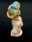 Vintage Ceramic Half Doll Lady Arms In With Yellow Hat Pin Cushion Germany 77790