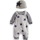 3pcs set Toddler Kids Baby Boys Outfits Hat t-shirt straps Pants Clothes Suits