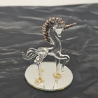 Vtg Hand Blown Glass Unicorn Figurine Set Of 2 Lot Mirror Base 6    3  Figures