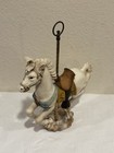 Beautiful Porcelain Carousel Horse With Gold Brass Bar