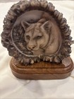 Vintage Mill Creek Studios Mountain Lion Resin Sculpture On Wooden Base  Statue