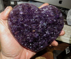 Large Amethyst Crystal Cluster Heart Geode F  Uruguay Cathedral Steel Stand  24