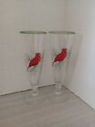 Set Of 6 Hard To Find Vintage Flare Pilsner Bird  Glasses  Approximately 8 Inc 