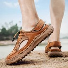 Summer Roman Men Sandals Genuine Leather Casual Shoes Outdoor Beach Footwear
