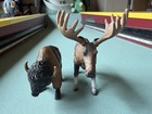 Lot Of 2 Mojo 2013 Bull Moose   2010 Buffalo Bison Figure Forest Wildlife Toy