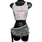 Silver And Black Coin Fabric Bellydance Skirt With A Shimmery Belt