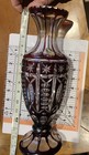 Beautiful Antique Hand Carved  Bohemian Ruby Glass Vase  Czech   1900s 12 