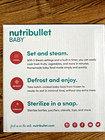Nutribullet Baby Turbo Steamer - Steam Defrost Sterilize - Baby Food System Nib