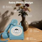 Retro Blue Bluetooth Landline Phone  Mid-century Style Desk Telephone With Class