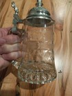 German Crystal Cut Beer Stein Pewter Lid
