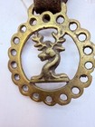 Antique Brass Equestrian Horse Bridle Medallion Stag Head Sleigh Bells Vintage