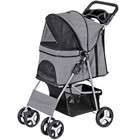 4-wheels Pet Stroller Dog Stroller Foldable Cat Carrier Jogger W cup Holder Gray