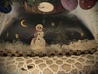 Grubby Primitive Wood Base Christmas Tree Artist Painted Snowman   Old Buttons