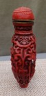 Vintage Red Chinese Snuff Bottle  oriental Scenes 